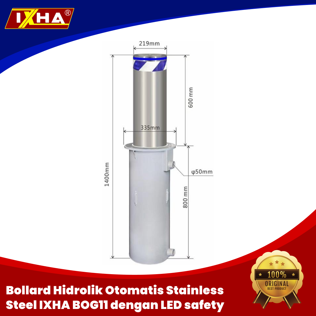 bollard hidrolik otomatis stainless steel ixha bog11 dengan led safety5