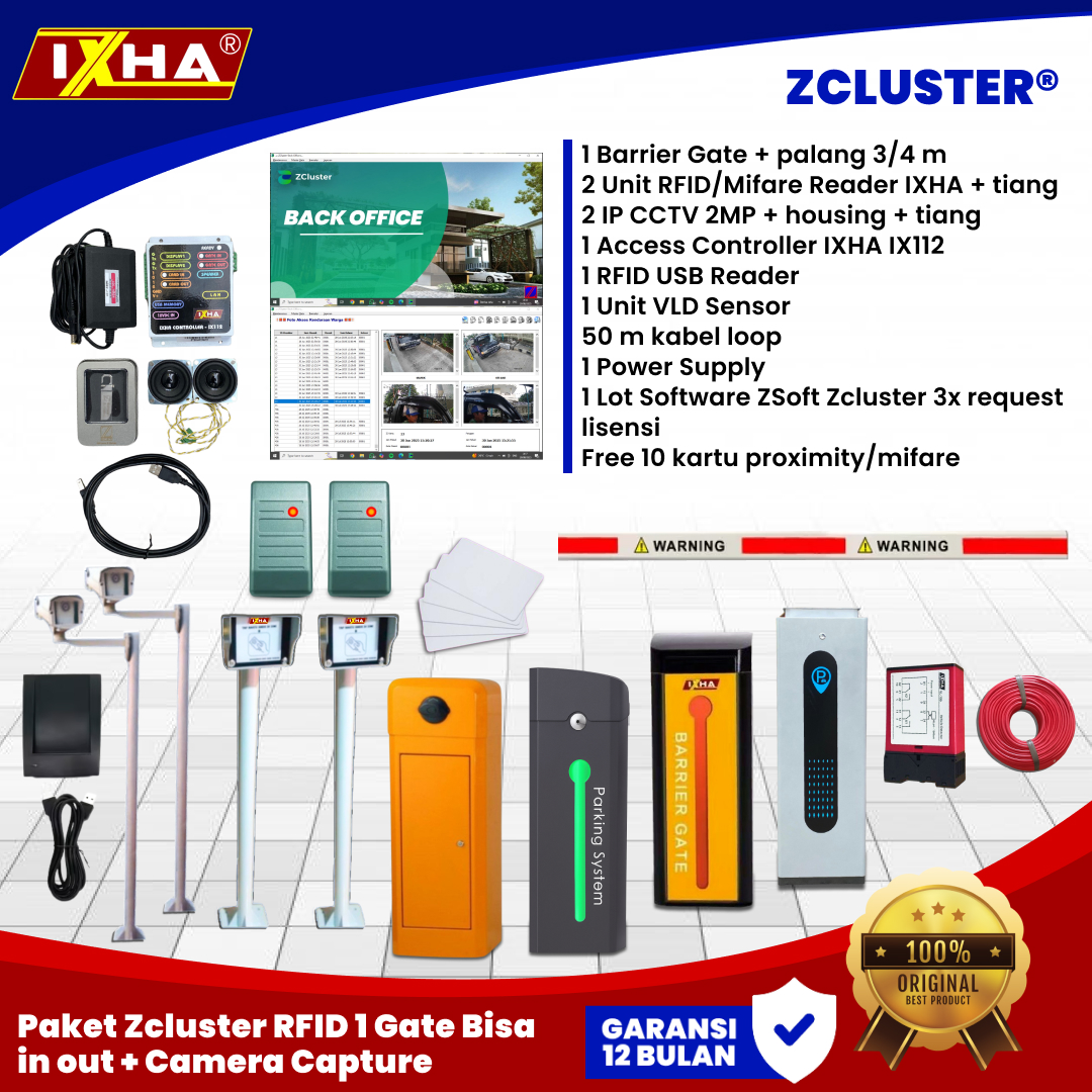 paket zcluster rfid 1 gate bisa in out + camera capture1