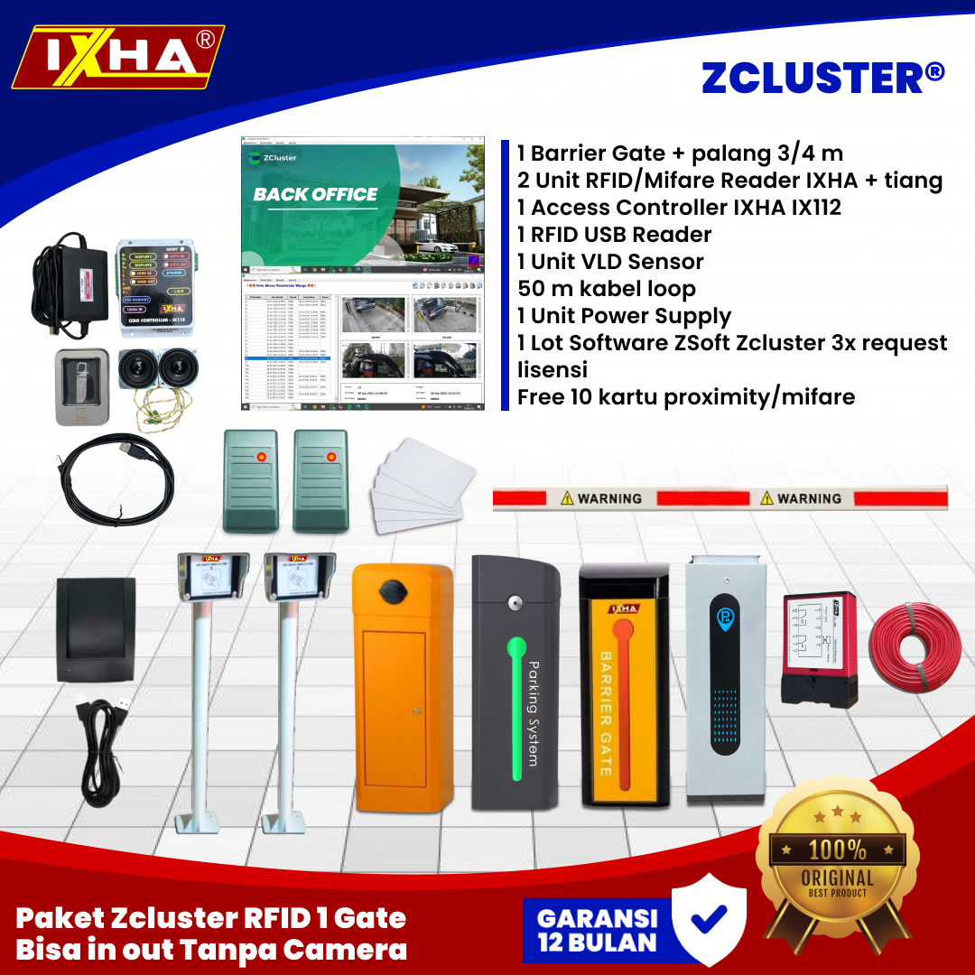 paket zcluster rfid 1 gate bisa in out tanpa camera1