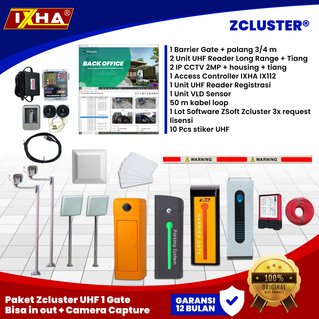 paket zcluster uhf 1 gate bisa in out + camera capture1
