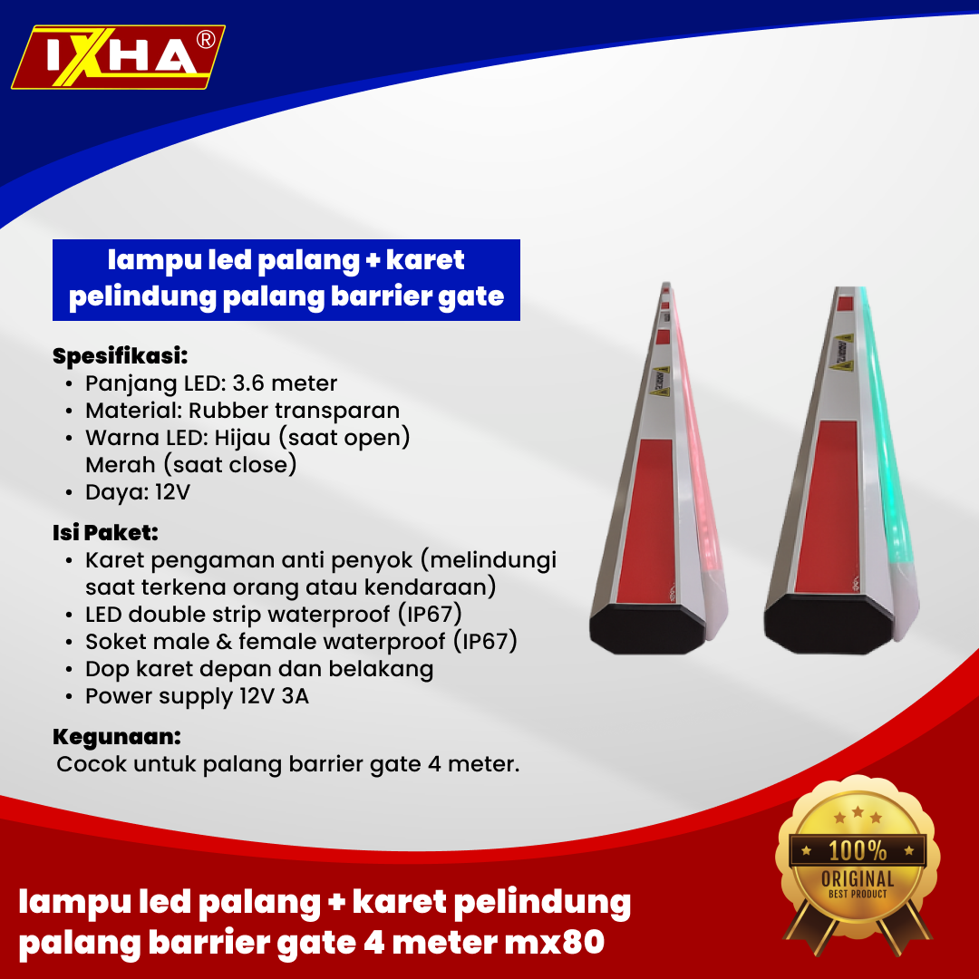 lampu led palang + karet pelindung palang barrier gate 4 meter mx80. 2