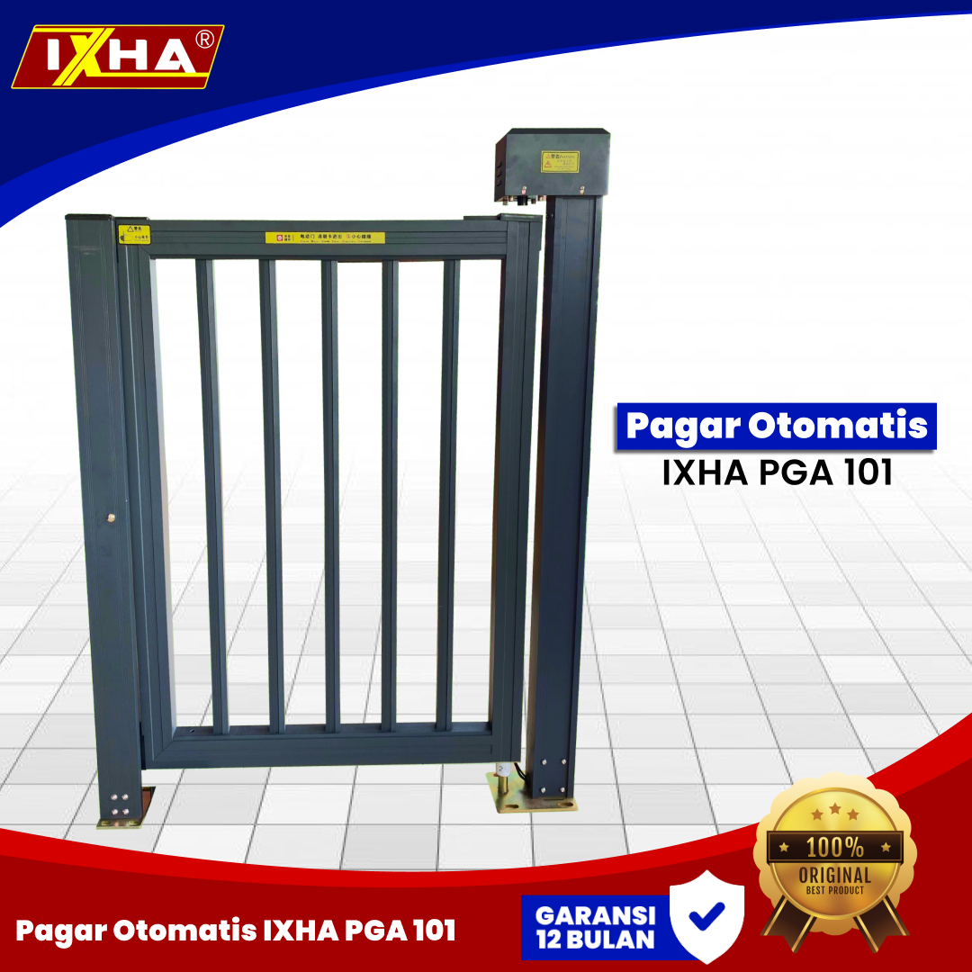 Pagar Otomatis IXHA PGA101 dengan Remote, bisa di integrasikan ke Akses Kartu, PIN, Sidik Jari, dan Face Recognition