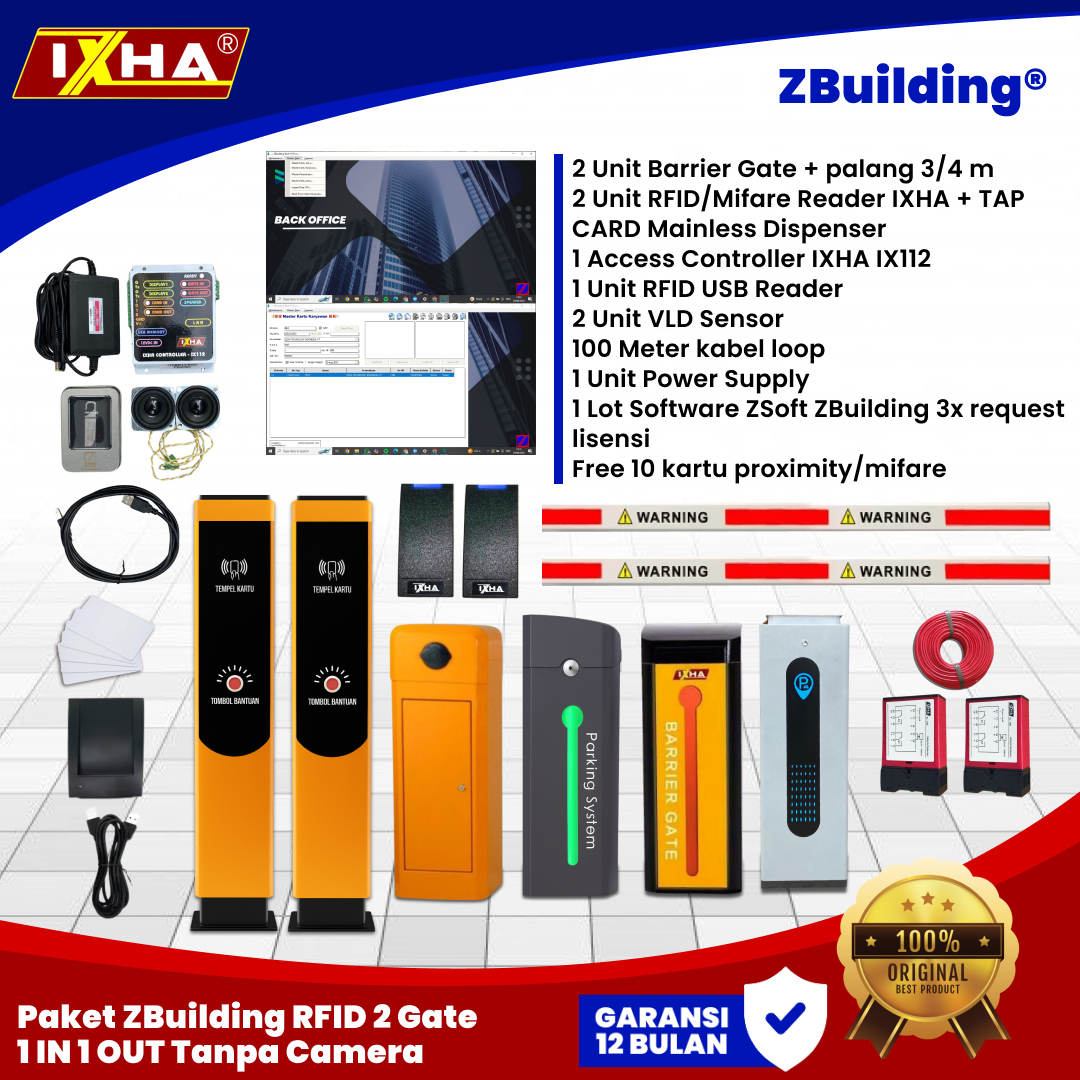 paket zbuilding rfid 2 gate 1 in 1 out tanpa camera 1