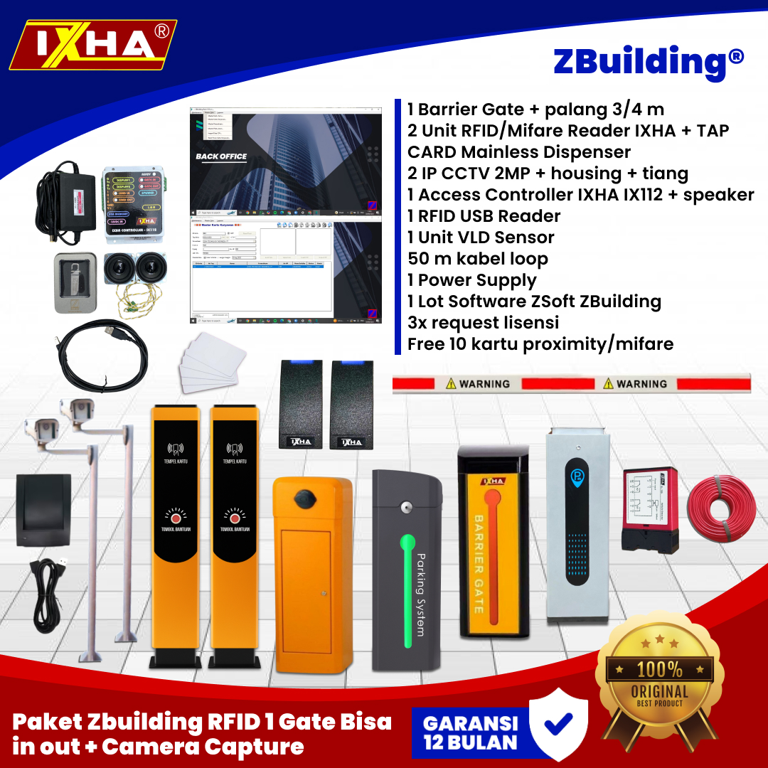 paket zbuilding rfid 1 gate bisa in out + camera capture 1