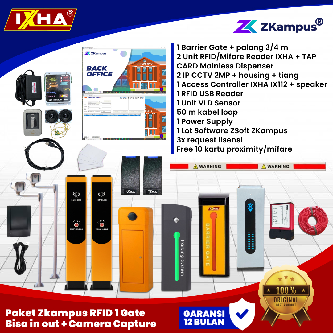 paket zkampus rfid 1 gate bisa in out + camera capture 1