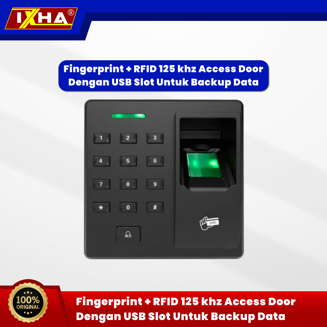 fingerprint + rfid 125 khz access door dengan usb slot untuk backup data (logo ixha) 1