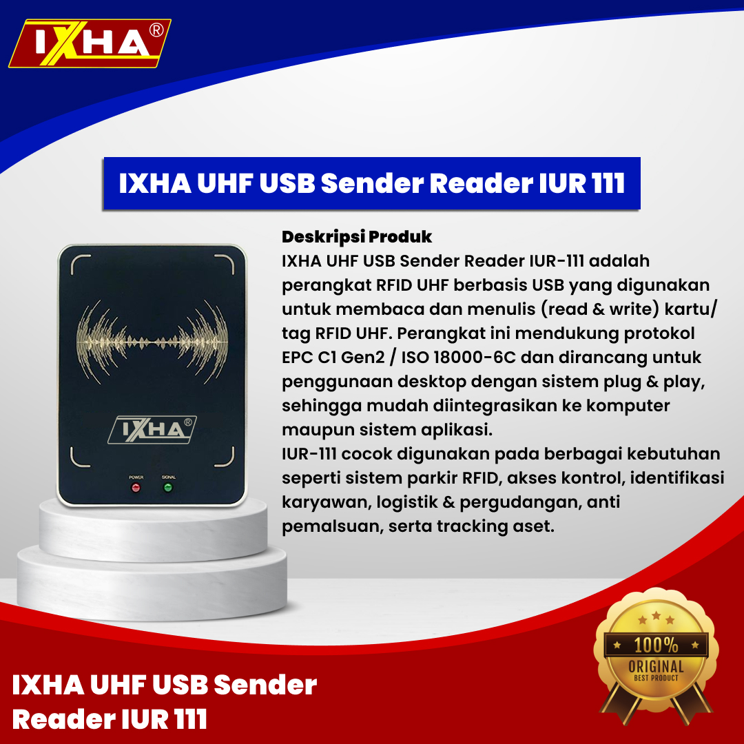 ixha uhf usb sender reader iur 111. logo coklat 1