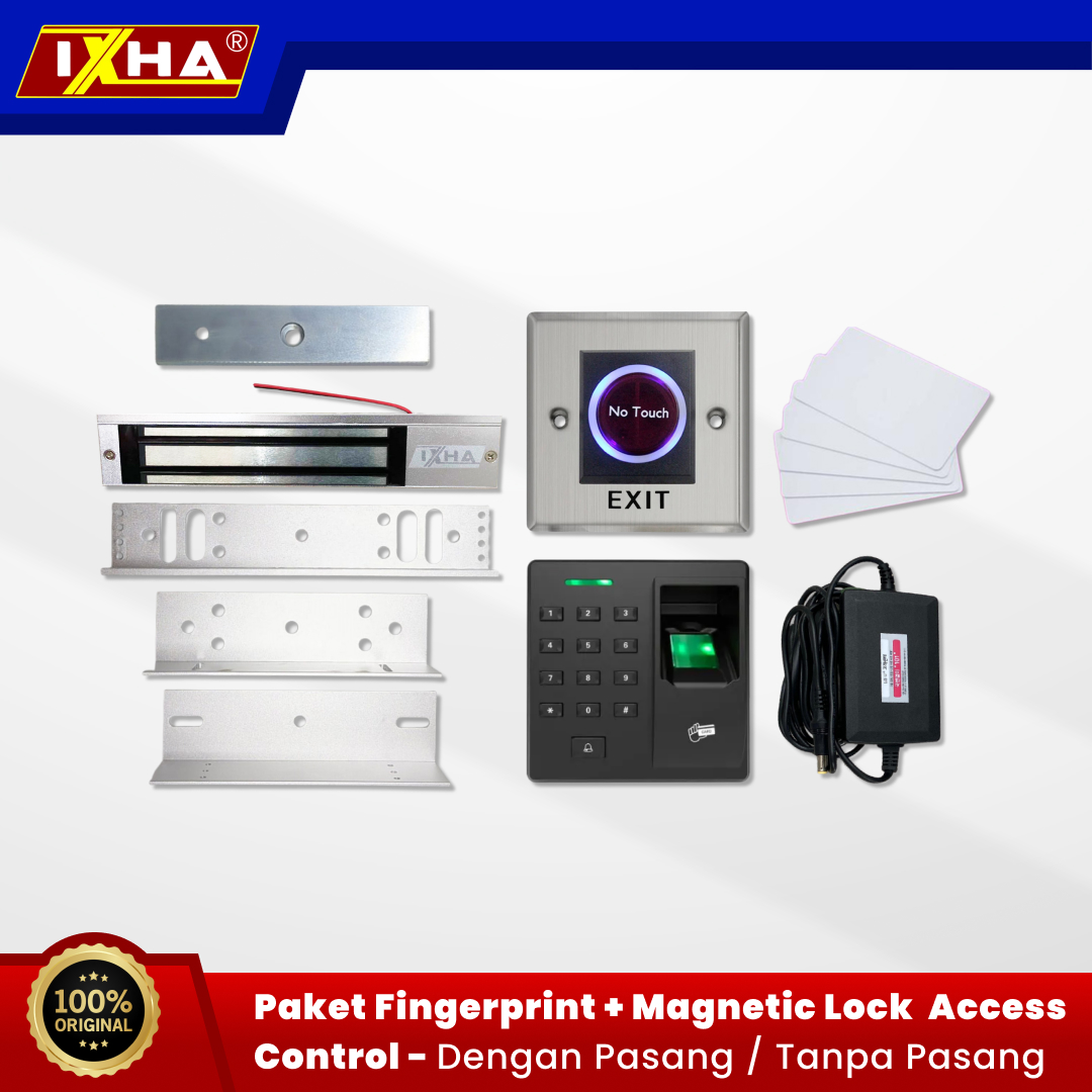 paket fingerprint + magnetic lock access control dengan pasang tanpa pasang (logo ixha) 1