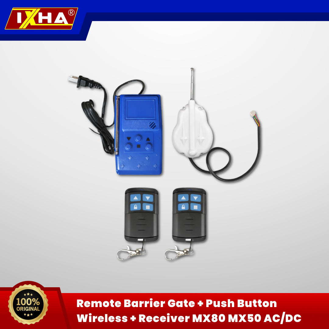 remote barrier gate + push button wireless + receiver mx80 mx50 ac dc 1