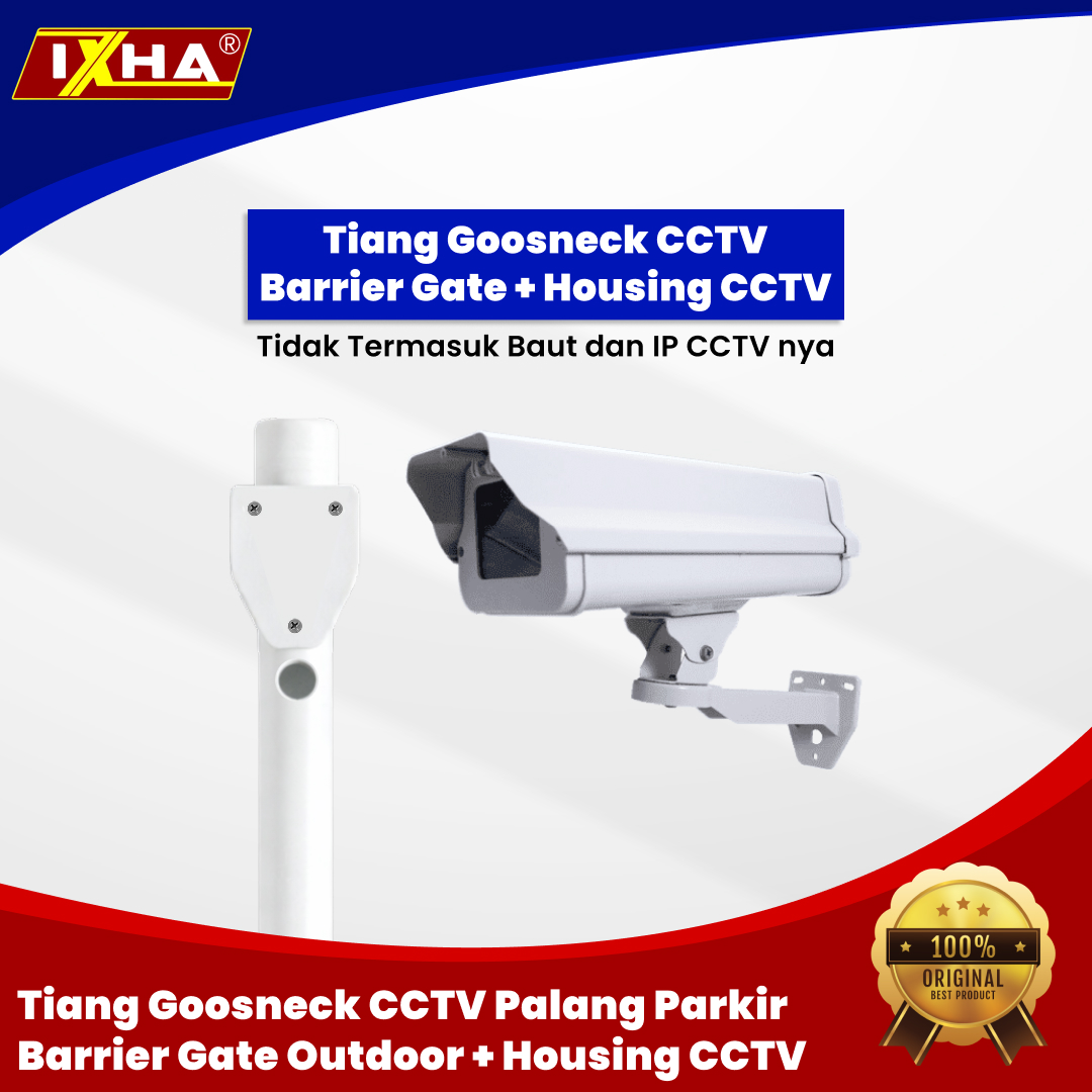 tiang goosneck cctv palang parkir barrier gate outdoor + housing cctv 1