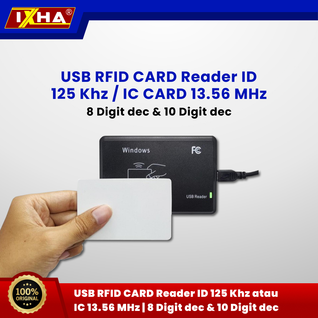 usb rfid card reader id 125 khz atau ic 13.56 mhz 8 digit dec & 10 digit dec 1