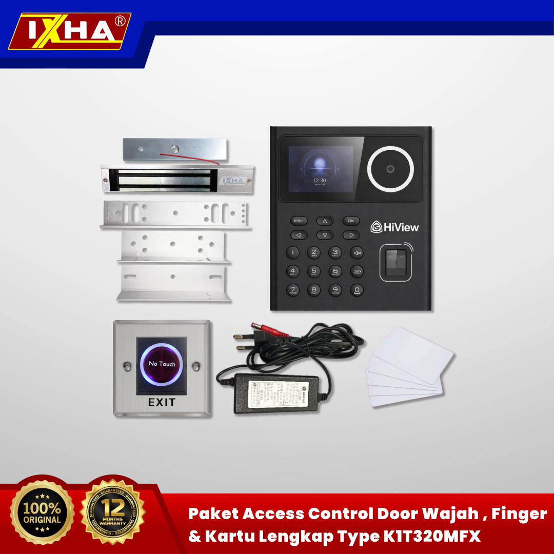 paket access control door wajah , finger & kartu lengkap type k1t320mfx logo ixha 1