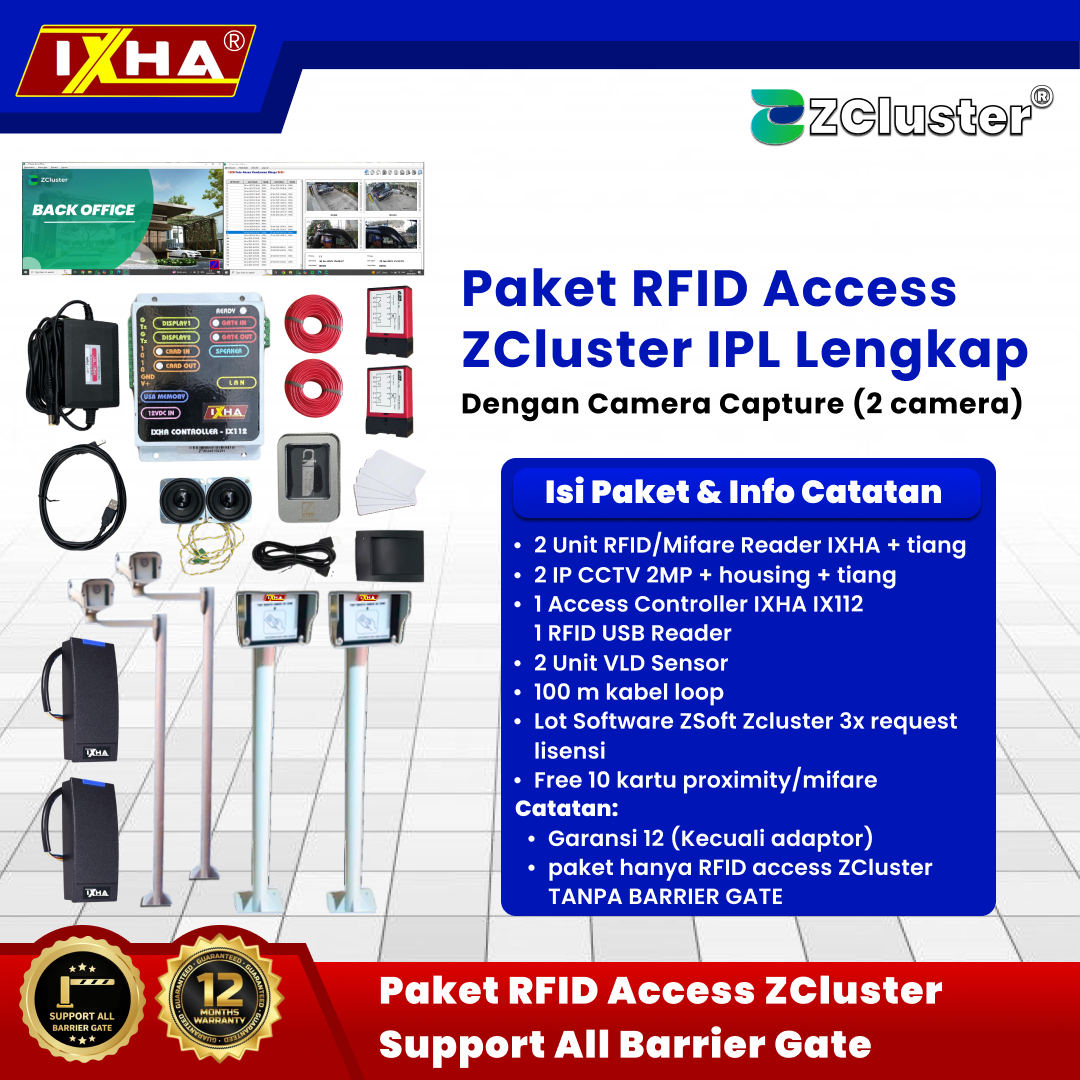 paket rfid access zcluster support all barrier gate 2 camera 1