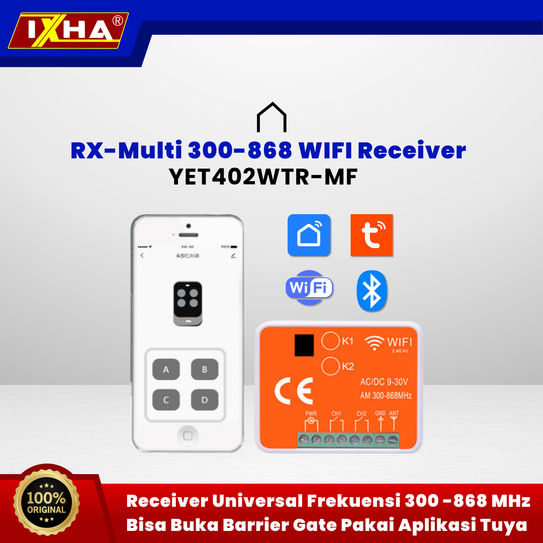 Receiver universal frekuensi 300-868 mhz bisa buka barrier gate pakai aplikasi Tuya