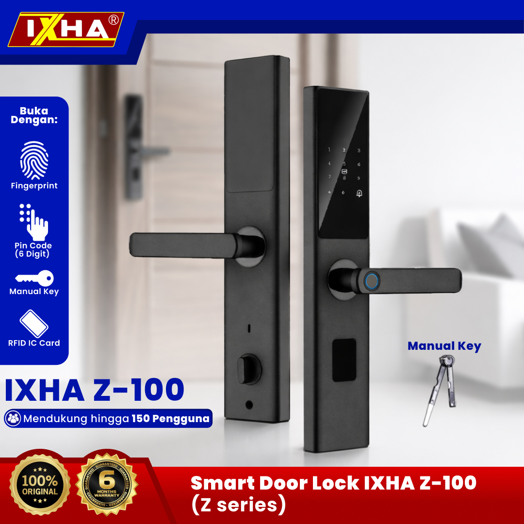 IXHA Smart Door Lock Home IXHA Z-100 dengan Fingerprint Password dan Kartu Keamanan Lebih Maksimal untuk Rumah atau Apartemen