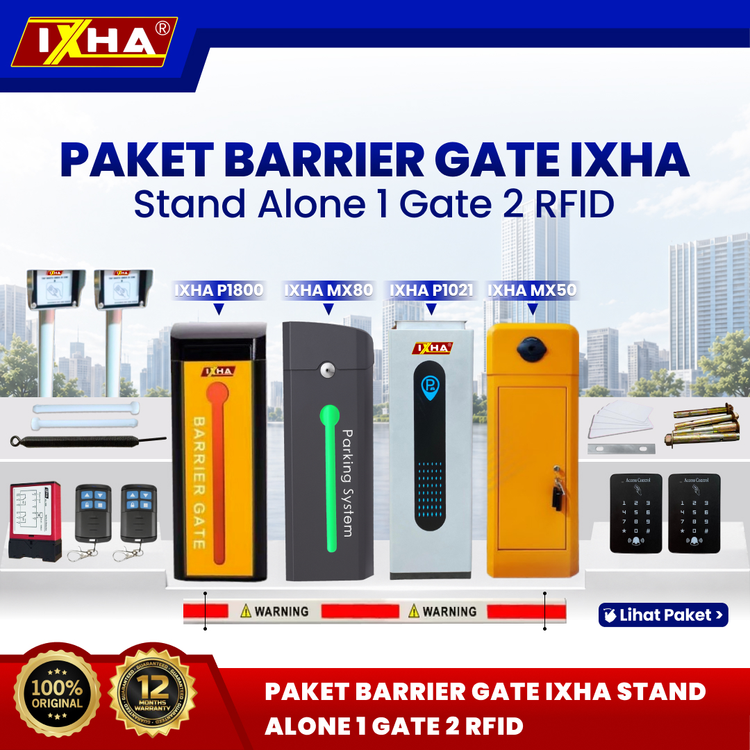 Paket Portal Barrier Gate Otomatis RFID Stand Alone 1 Gate In Out 10.000 User Tanpa Data History