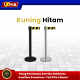 tiang pembatas antrian stainless kualitas premium tiang silver hitam + tali pita 2 meter. 12