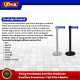 tiang pembatas antrian stainless kualitas premium tiang silver hitam + tali pita 2 meter. 2