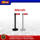 tiang pembatas antrian stainless kualitas premium tiang silver hitam + tali pita 2 meter. 6