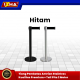 tiang pembatas antrian stainless kualitas premium tiang silver hitam + tali pita 2 meter. 7